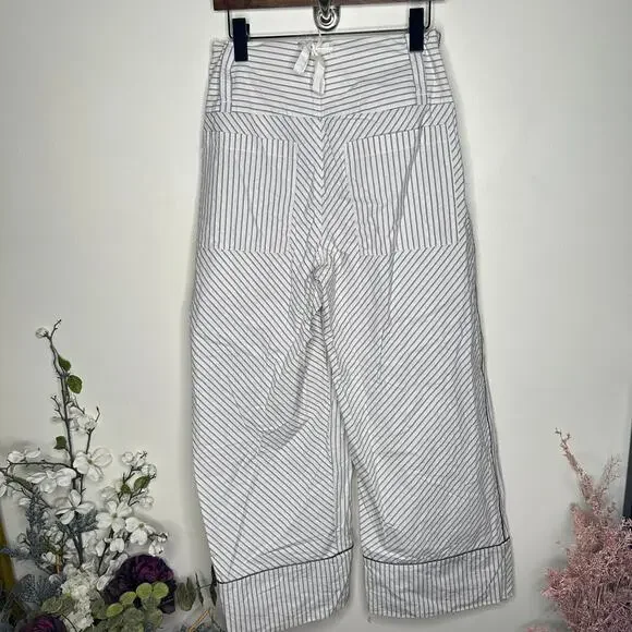 FREE PEOPLE Good Call Striped High-Waist Wide Leg Trouser Gray Sz S $108 {PP34} - Picture 3 of 5